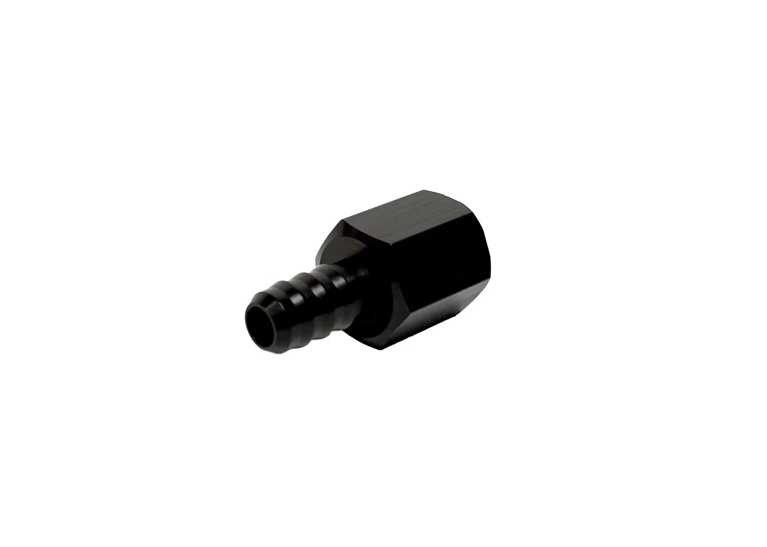 Adapter Fitting _ -6 AN Female to 3_8_ Hose Barb _ Straight _ Aluminum _ Black Anodized _ PF-4000